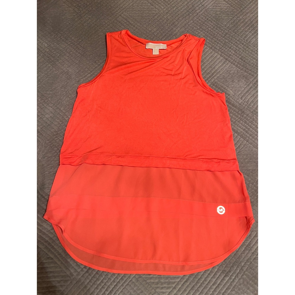 Michael Kors Tank Top Sleeveless Layered Hem‎ Casual Coral Size S